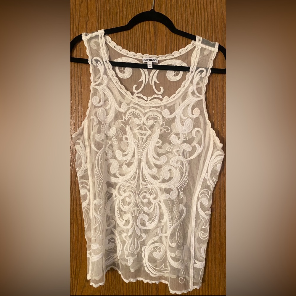 Express Lace Sleeveless Top, Size Medium